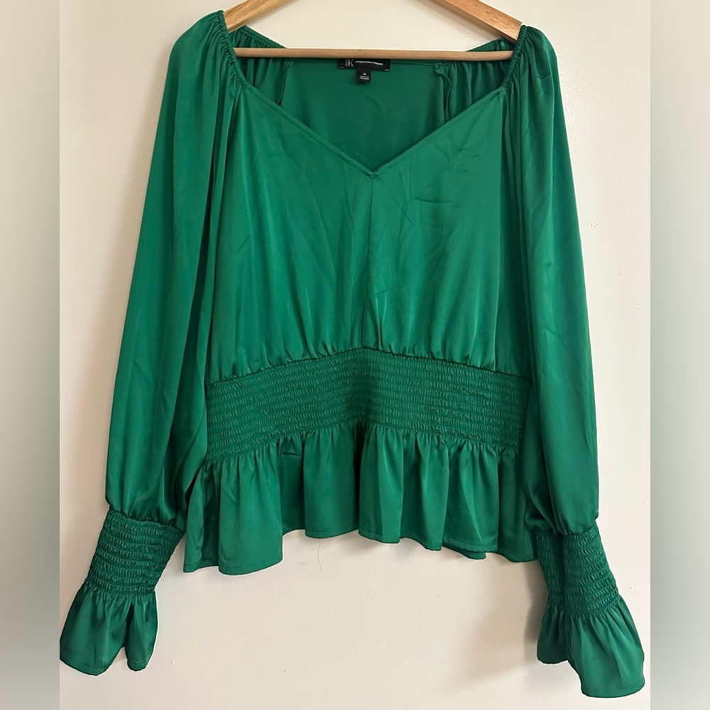 INC International Concepts Vibrant Green Blouse